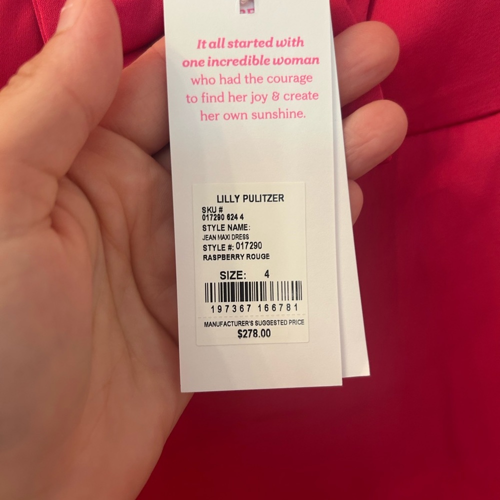 Lilly Pulitzer Jean Maxi Dress in Raspberry Rouge. Size 4. NWT - Picture 7 of 16